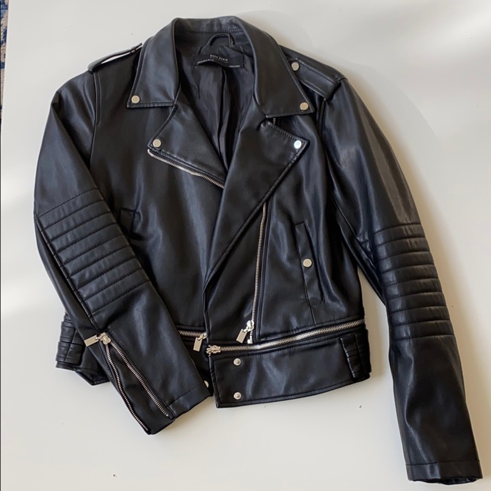 Zara Basics vegan leather jacket